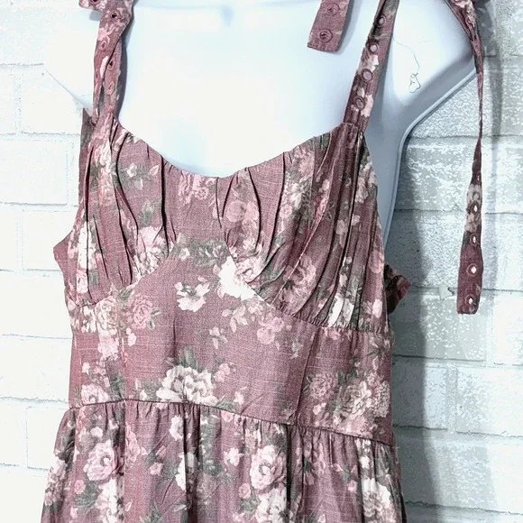 Trixxi Tiered Floral Maxi Dress XL Cottage Fairy Prairie Peasant Garden Party - Picture 2 of 14